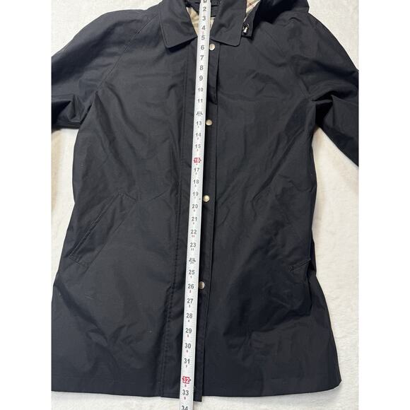 Burberry VTG Black Nova Check Removable Hood Rain Jacket Women’s Large - Picture 8 of 10